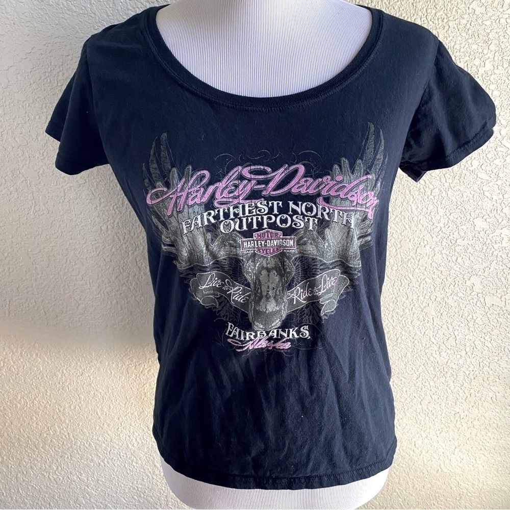 Harley Davidson Fairbanks Alaska Farthest North Outpost Tee Shirt Short Sleeve